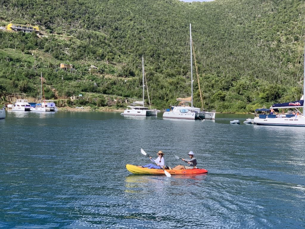 People on a two-person kayak