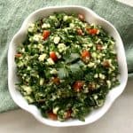 A bowl of quinoa tabbouleh salad