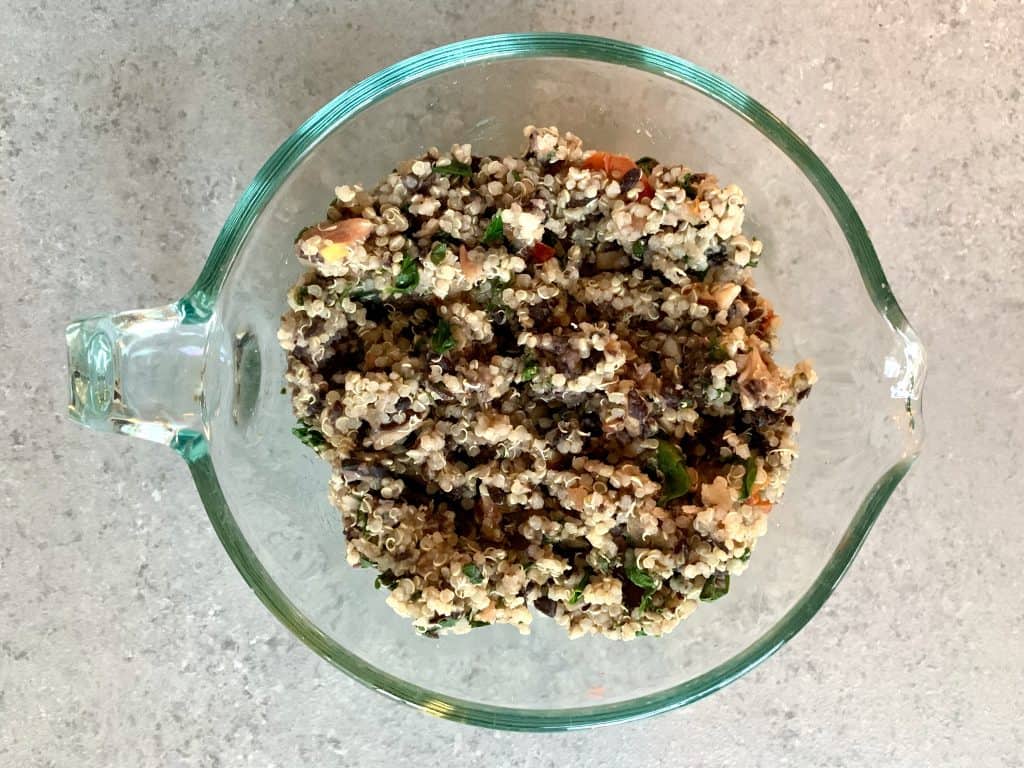 Quinoa Black Bean Burger Recipe mixture on a bowl