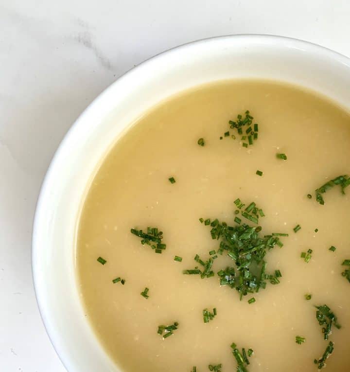 Vichyssoise Soup made with Potatoes, Cucumbers & Chives