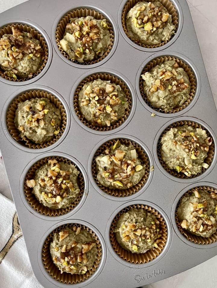 Apple Matcha Tea Muffins Ready to be baked