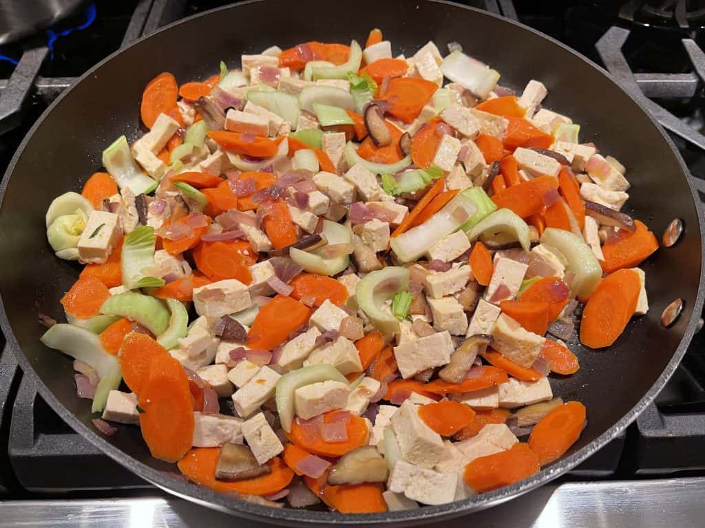Tofu Veggie Stir-fry cooking in pan