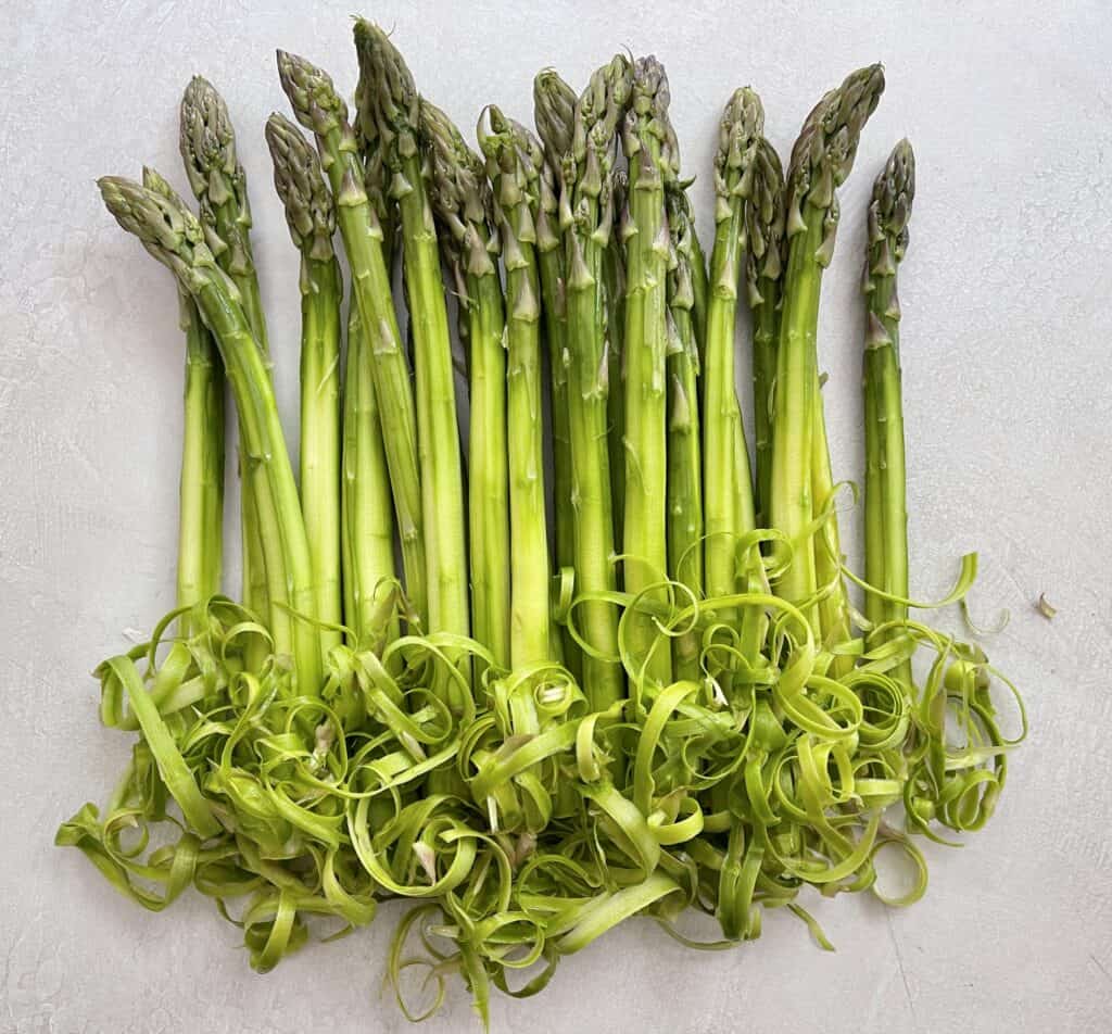 Spring Asparagus with peels pictured below